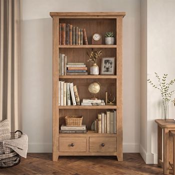Appleby Oak 2 Drawer Tall Bookcase
