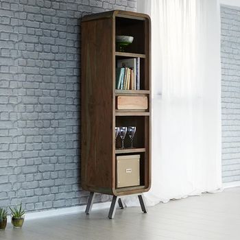 Aspen Reclaimed Wood 1 Drawer Narrow Industrial Bookcase
