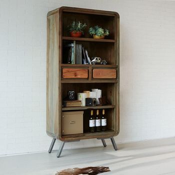 Aspen Reclaimed Wood Industrial 2 Drawer Large Bookcase