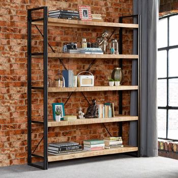 Cosmo Wide Shelving Unit Industrial Style Wooden and Metal