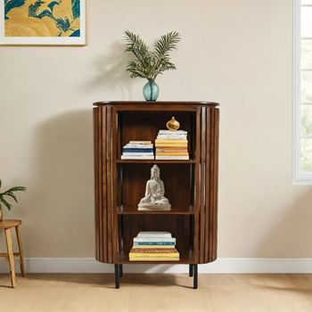 Slatted Mango Wood Bookcase