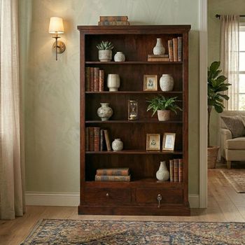Jaipur Solid Mango Wood 2 Drawer Large Bookcase