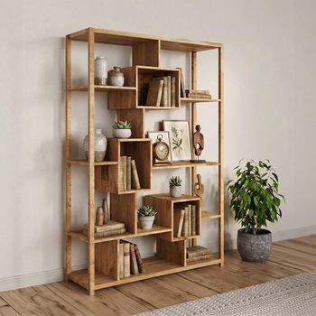 Cube Light Mango Wood Large Bookcase