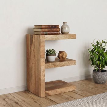 Cube Shelving Unit E Shape Natural Mango Wood
