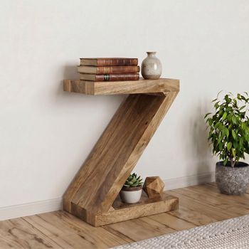 Cube Shelving Unit Z Shape Natural Mango Wood