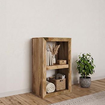 Cube Storage Unit 2 Hole Vertical Natural Mango Wood