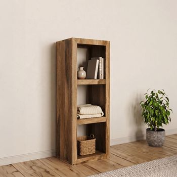 Cube Storage Unit 3 Hole Vertical Natural Mango Wood