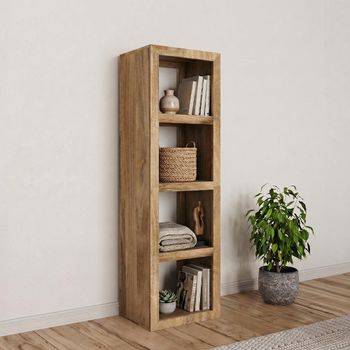 Cube Storage Unit 4 Hole Vertical Natural Mango Wood