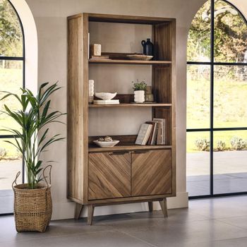 Sorrento Elm Wood 2 Door Chevron Bookcase