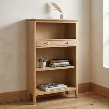Cotswold Natural Oak 1 Drawer Low Bookcase