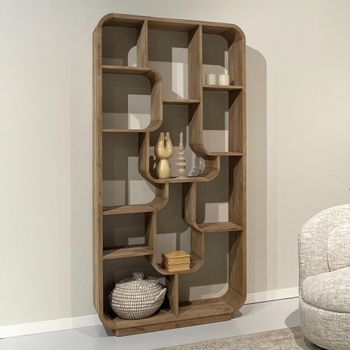 Brix Logan Open Shelving Unit Almond Mango Wood