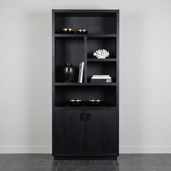 Oakura Black Oak 2 Door Rh Bookcase with Cupboard