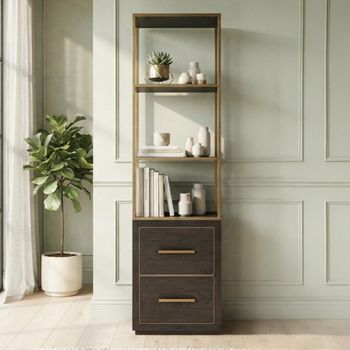 Carter Brown Oak and Metal 2 Drawer Shelving Unit