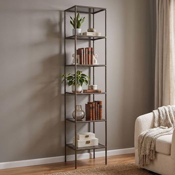Sheridon Open Gold Glass and Metal Shelving Unit