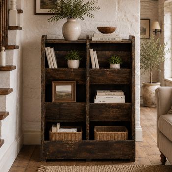 Unique One of a Kind - Distressed Rich Dark Wooden Bookshelf