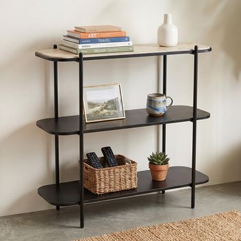 Norman Curved Open Black Metal Low Shelving Unit