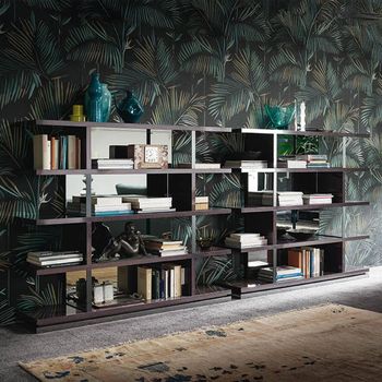 Heritage Italian Dark Velvet Birch High Gloss Open Bookcase with Glass