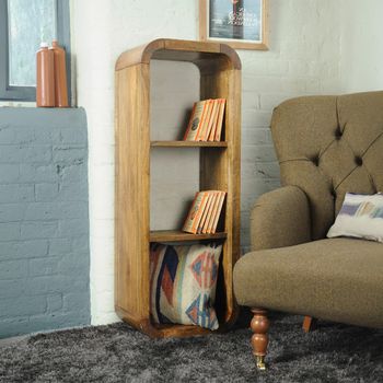 Curved Edge Mango Wood Tall Bookshelf