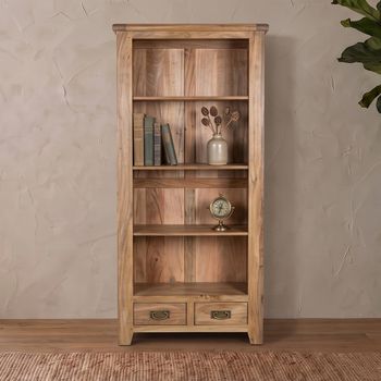 Dorset Mango Wood 2 Drawer Tall Rustic Bookcase