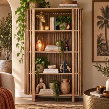 Mango Wood Large Slatted Bookcase