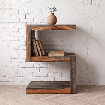 Cube Goa Petite Rustic Sheesham S Shape Side Table
