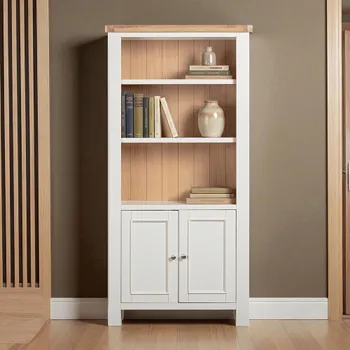 Windsor White Painted 2 Door Tall Bookcase