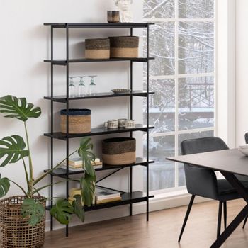 Angus Black Ash Wood Shelving Unit
