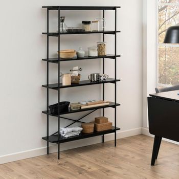 Angus Black Melamine Open Bookcase