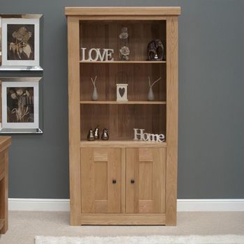Bordeaux Oak 2 Door Bookcase with Cupboard
