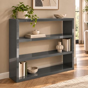 Clearance - Puro Charcoal High Gloss Bookcase - FSS14819