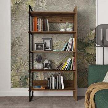 Clearance - Vander Walnut and Black Bookshelf