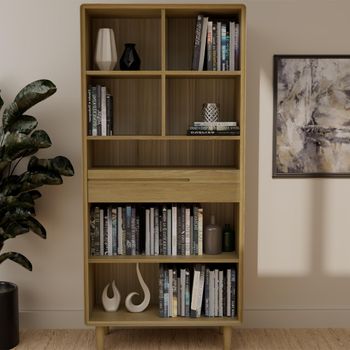 Scandic Oak 1 Drawer Large Bookcase