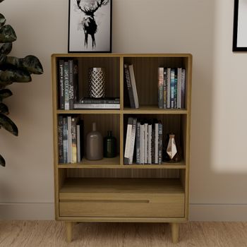 Scandic Oak 1 Drawer Small Bookcase