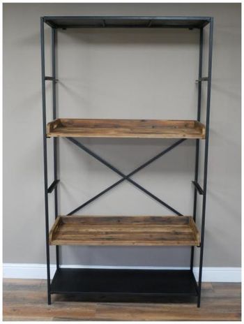 Reclaimed Wood and Metal Shelving Unit