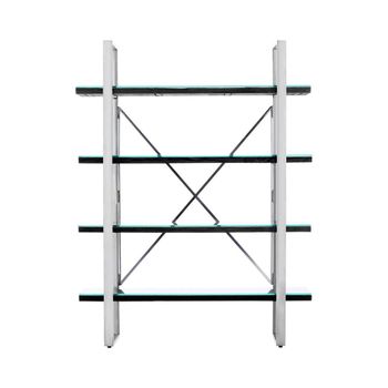 Kerala Shelving Unit Open Black Glass with Silver Metal