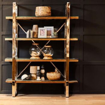 Kerala Shelving Unit Open Clear Glass with Silver Metal