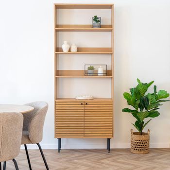 Kyoto Oak 2 Door Bookcase with Cupboard