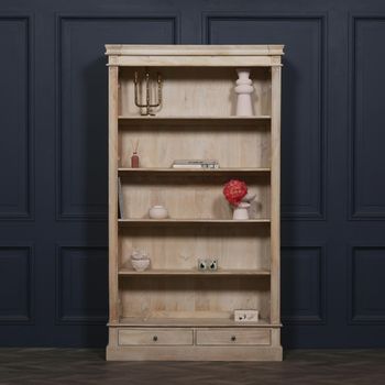 Linda Rustic Mango Wood 2 Drawer Single Open Bookcase