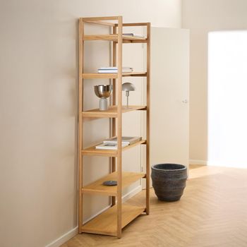Ludza Oak Tall Open Bookcase