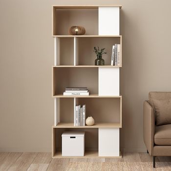 Maze Oak and White Open Bookcase