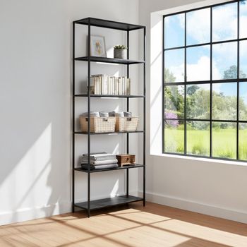 Newcastle Tall Shelving Unit Open Black Metal