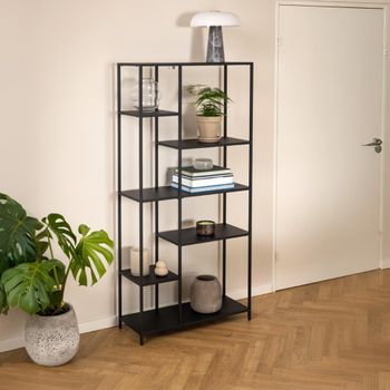 Newcastle Wide Shelving Unit Open Black Metal