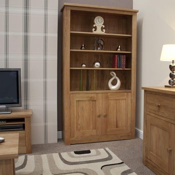 Torino Oak 2 Door Bookcase with Cupboard