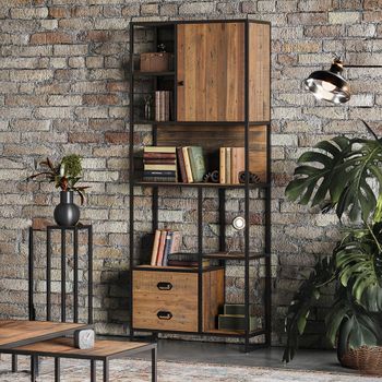 Ooki Reclaimed Wood 2 Drawer Bookcase