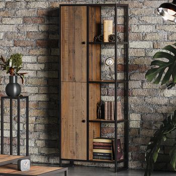 Ooki Reclaimed Wood 2 Door Tall Bookcase