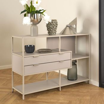 Seaford 2 Drawer Shelving Unit Grey Melamine and Metal