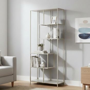 Seaford Grey Melamine and Metal Tall Bookshelf