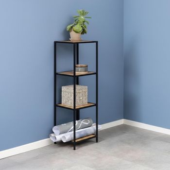 Seaford Narrow Open Shelving Unit Black Melamine and Metal