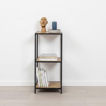 Seaford Oak and Black Metal Small Open Shelving Unit