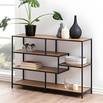 Seaford Shelving Unit Open Oak and Black Metal